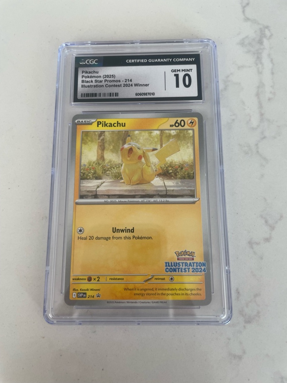 CGC 10 Pikachu 2025 Illustration Contest Promo #214 Gem Mint Pokemon Card